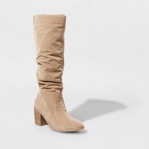 Women's Lainee Heeled Scrunch Boots - Universal Thread™- Taupe- Multiple Sizes